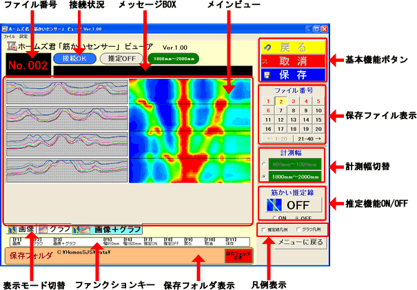 筋かいセンサー　見える測定結果　画像+グラフ表示